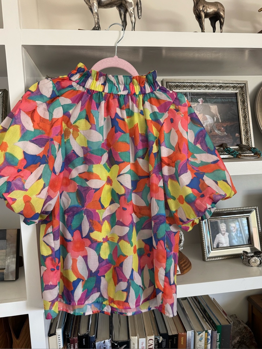 THML Bright Colorful PUFFY Sleeves Top